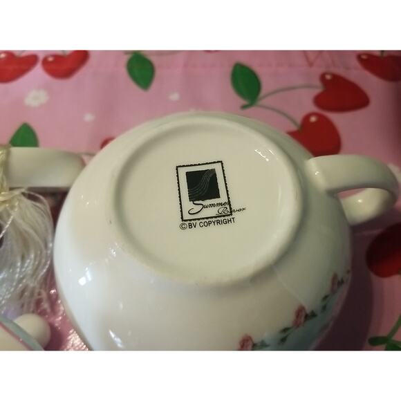 Summer River Floral/Cupcake Teapot with Stackable Tea Cup For One w Lid - Picture 5 of 6